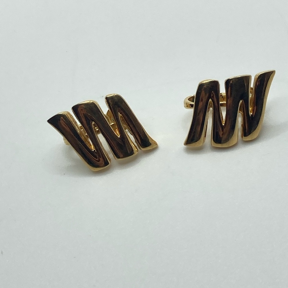 Vtg D’Orlan Gold Plated Zigzag Zig Zag Earrings Pierced Ears - .9” - Picture 3 of 8